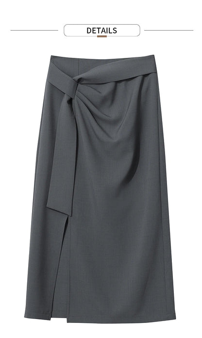 Women's Skirt 2026 Spring New H-Line Elegant Anti-wrinkle Split Skirt Solid Mid-length Versatile Woman Clothes 12621005