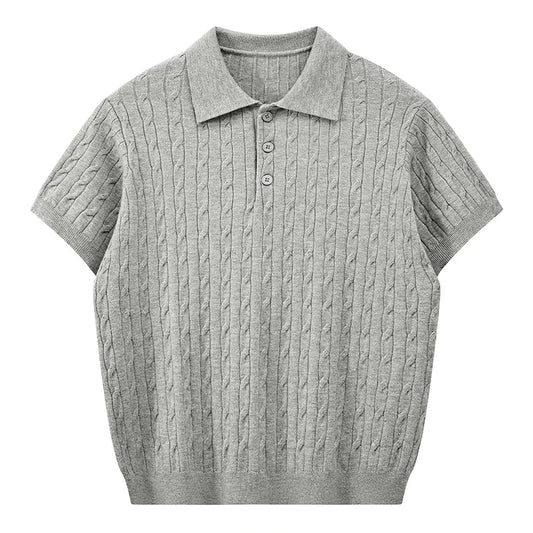 Jack's American Retro Twisted Flower Knitted Short Sleeved Polo Shirt for Men's Summer Trendy Brand Loose Casual Pullover Top
