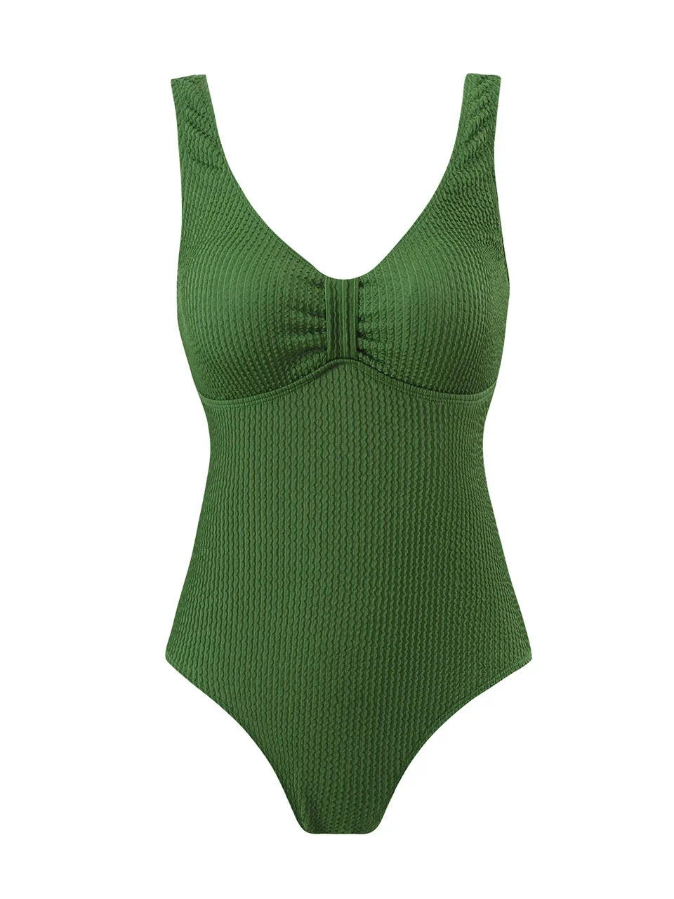 Slim V Neck Swimsuit Women 2025 New One Piece Vacation Swimwear Solid Bodysuit Female Bathers Swimming Monokini Summer Beachwear