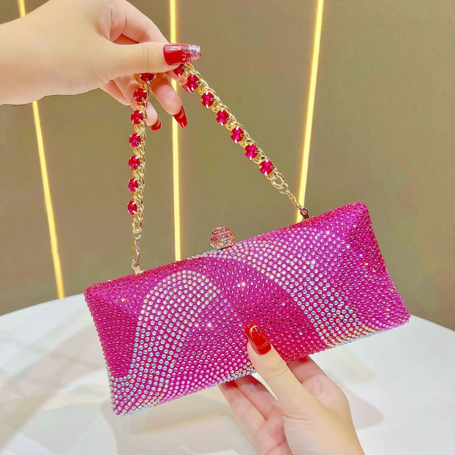 Fashion Trendy Party Bag Evening Shiny Rhinestone Clutch Phone Holder Large Capacity Women's Daily Use Glitter Party Bag