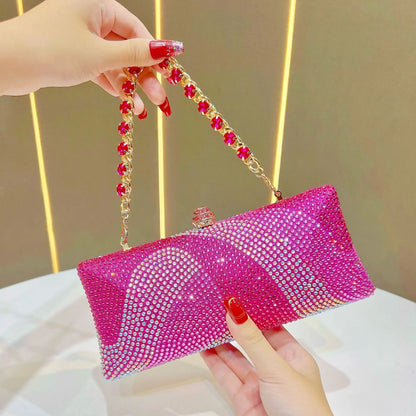 Fashion Trendy Party Bag Evening Shiny Rhinestone Clutch Phone Holder Large Capacity Women's Daily Use Glitter Party Bag