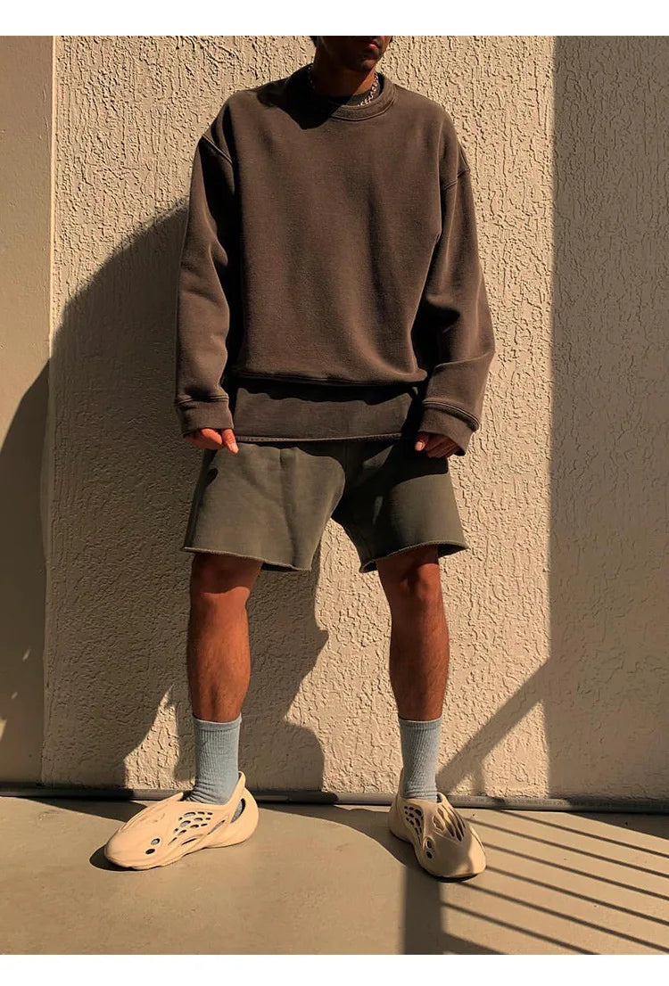 Summer Outdoor Surfing Training Cotton Sport Grey Shorts Men's Loose Soft High Street Motorcycle Casual Running Shorts