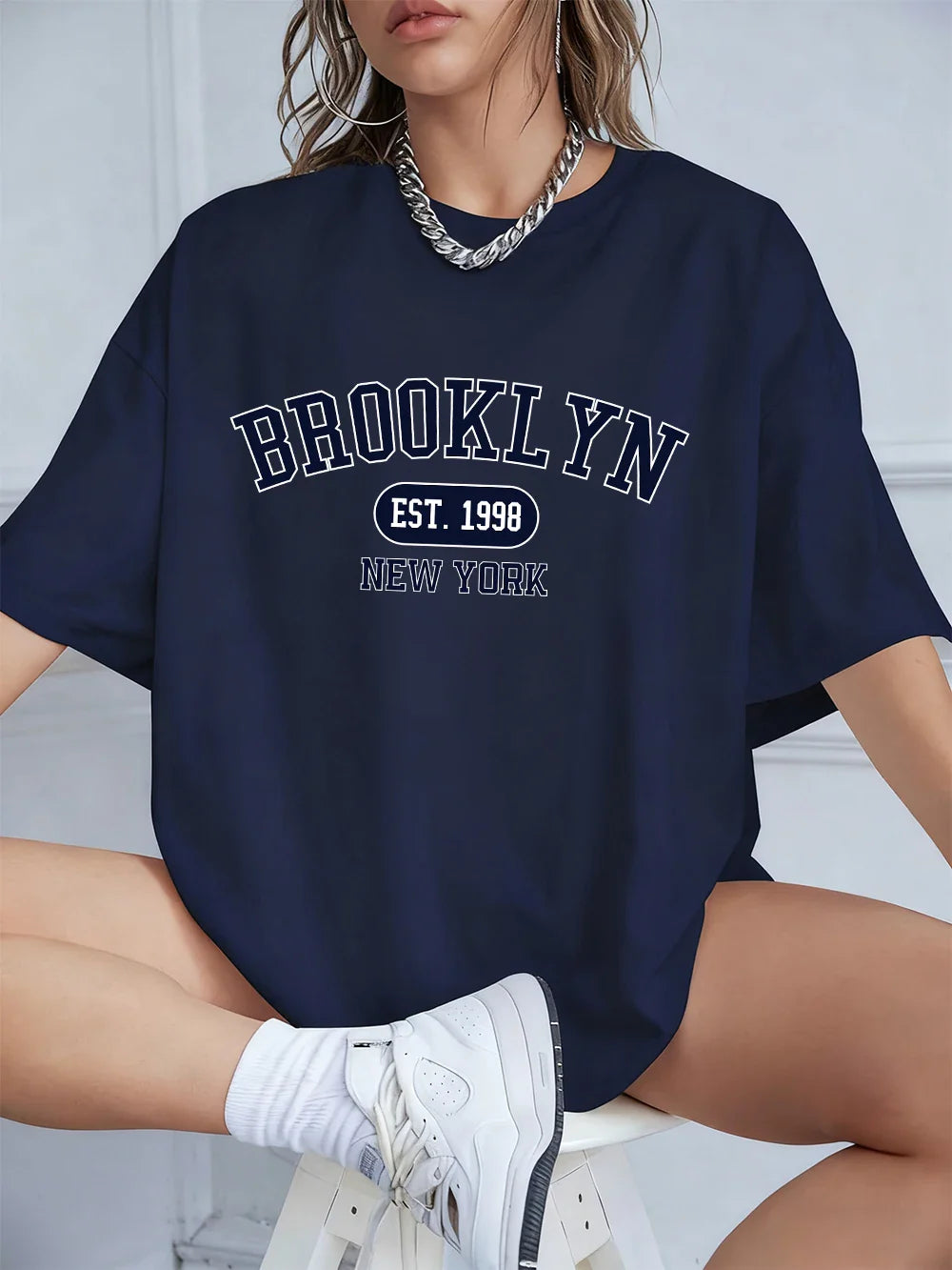 New York Est 1998 Prints T-Shirts Women Summer Cotton Short Sleeve T Shirt Loose O-Neck Comfortable Tops Casual Clothes