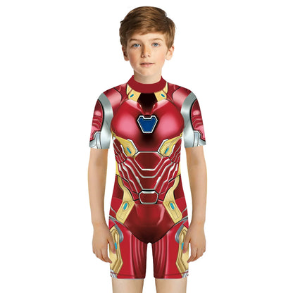 Children One Pieces Swimsuit Superhero 3D Print Playsuit Child Short Sleeve Swimwear Beach Bathing Suit Swim Wear For Boys Girls