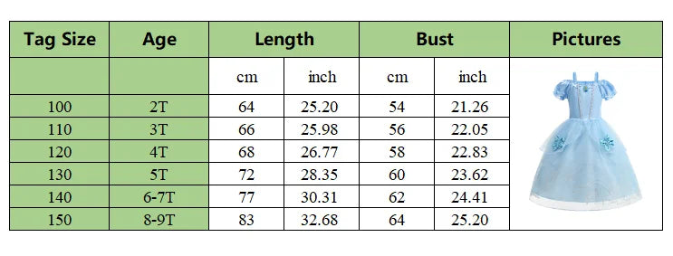 Girls Costume Sleeping Beauty Aurora Princess Party Rapunzel Halloween Snow White Cosplay Costume Kid Cinderella Dress up