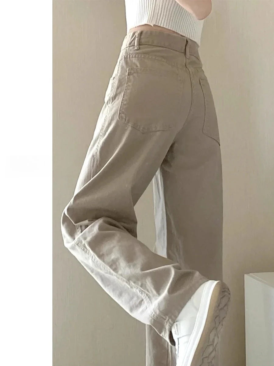 Kaqi White Jeans Women Wide Leg Pants Mom Femme Y2K Jeans Bermuda Woman Trousers Clothing Pantalones Spodnie Damskie