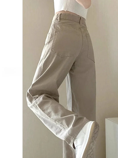 Kaqi White Jeans Women Wide Leg Pants Mom Femme Y2K Jeans Bermuda Woman Trousers Clothing Pantalones Spodnie Damskie