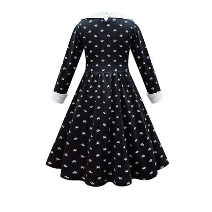 Wednesday Cosplay For Girls Costume Movie Addams Dresses for Girl Kids Mesh Party Dresses Halloween Carnival Costumes 4-12Yrs