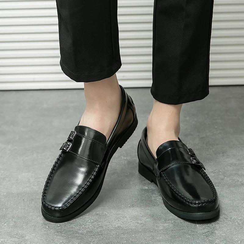 Business men's loafers Comfortable flat bottomed Elegant gentleman style Daily work Outdoor leisure street 38-46 leather shoes