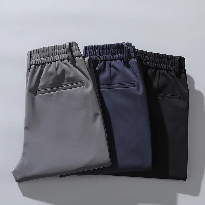 2024 Summer New  Men's Thin Straight Casual Pants Classic Style Light Gray Business Stretch Trousers Male Brand