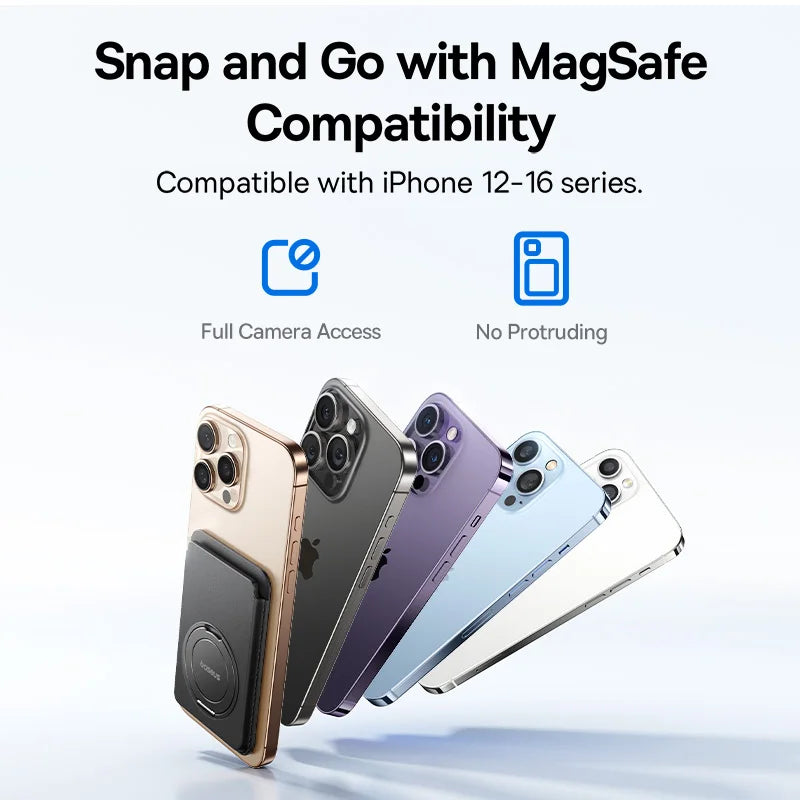 Magnetic Wallet Card Holder for iPhone 17 MagSafe PU Leather Phone Case with 360° Rotating Stand Bank ID Card Cover Case