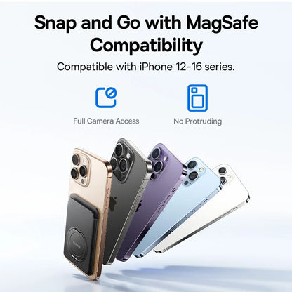 Magnetic Wallet Card Holder for iPhone 17 MagSafe PU Leather Phone Case with 360° Rotating Stand Bank ID Card Cover Case