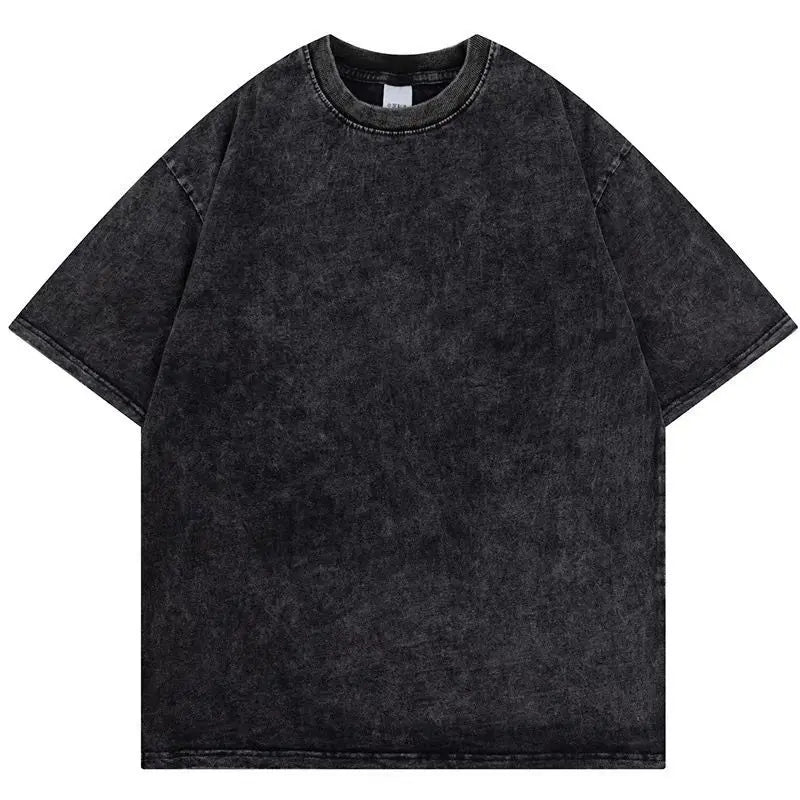 Men's Washed T Shirt Summer vintage Casual T-shirt  Loose TShirts Women Black Acid Wash Y2k Short Sleeve Hip Hop Streetwear Tees
