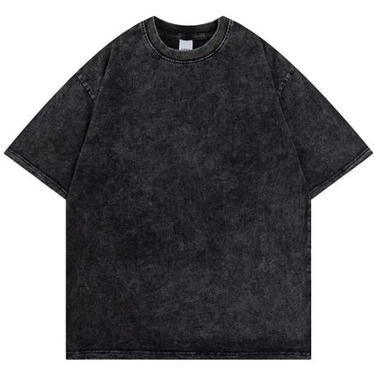 Men's Washed T Shirt Summer vintage Casual T-shirt  Loose TShirts Women Black Acid Wash Y2k Short Sleeve Hip Hop Streetwear Tees
