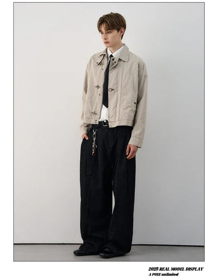 Harajuku Retro Black Gothic High Street Airplane Buckle Jacket for Men and Women Korean Fashion Y2k American Retro Casual Jacket