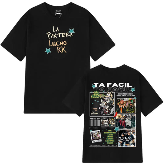 Ta Facil New Album 2025 La Panter Lucho Rk Fashion Print Tees Men Women Harajuku Hip-hop T-shirts Loose Casual Cotton T-shirts