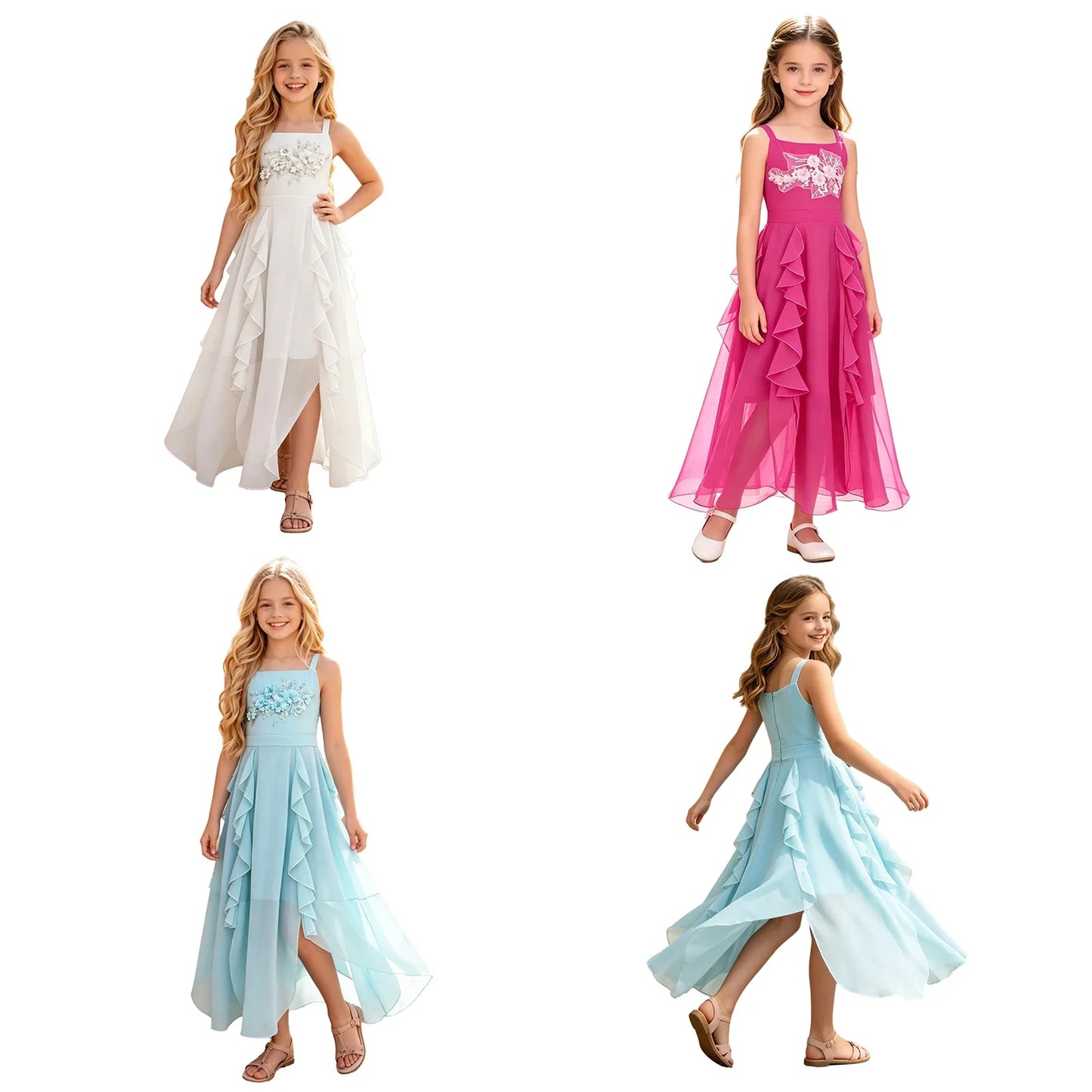 Girls Dresses Children Formal Wedding Party Pageant Gown for Special Occasions Graduation Ceremony Dress Flower Girl Clothes
