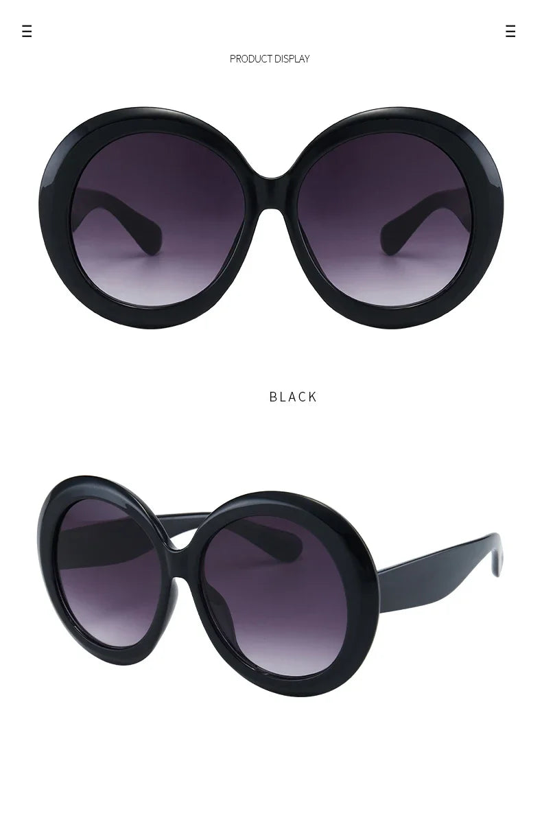 Retro Big Round Frame Sunglasses Lady Oversized Fashionable Street View Sunglasses Beach Resort Sunglasses