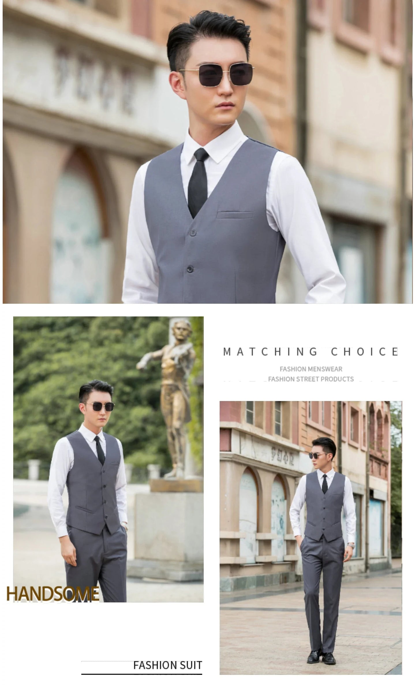 Small Size Men Vest Checkered Elastic Black Single Breasted Black Waistcoat For Host Groom Groomsmen Blue Suit Vest for Men