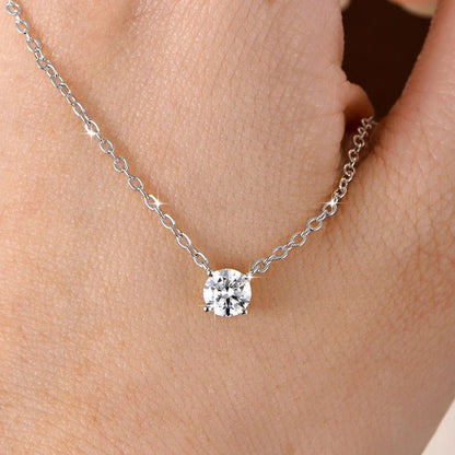 Certified 4mm/5mm Moissanite Pendant Necklace For Women Exquisite 14K Gold Filled Solitaire Drop Necklaces Jewelry Gift