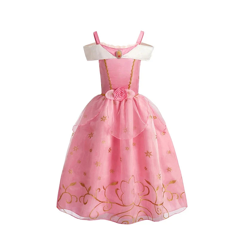 Girls Princess Dress Kids Cinderella Snow White Aurora Sofia Rapunzel Cinderella Halloween Costume Children Birthday Party Dress