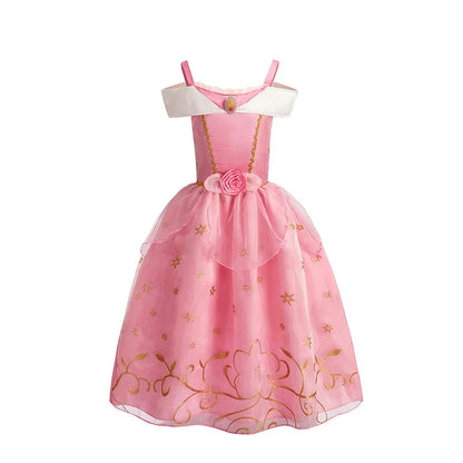 Girls Princess Dress Kids Cinderella Snow White Aurora Sofia Rapunzel Cinderella Halloween Costume Children Birthday Party Dress