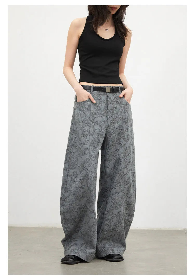 New Women Jeans Loose Casual High Waist Wide Leg Denim Pants Paisley Female Trousers Spring Autumn 2026