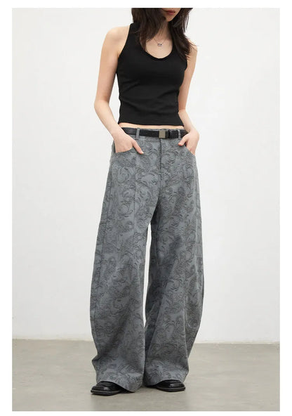 New Women Jeans Loose Casual High Waist Wide Leg Denim Pants Paisley Female Trousers Spring Autumn 2026