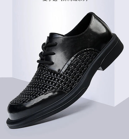 Summer Hallow Breathable Elegant Shoes Man Black Fashion Business Casual Shoe Male Lace Designer Leather Shoes for Men