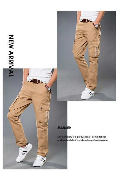 Winter Cargo Pant Men Straight Leg Fit Brushed Trouser Male Cotton Fleece Lined Warm Pocket Work Black Elegant Military Tactical