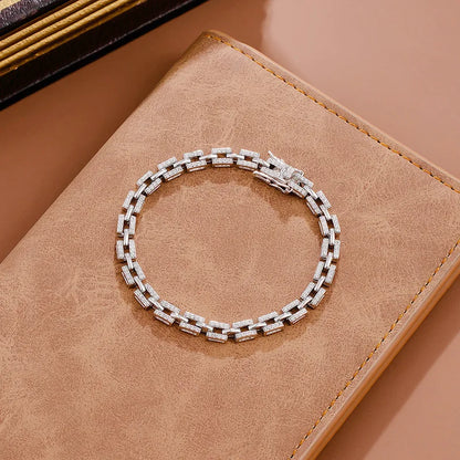 Luxury Designer Tank Chain Moissanite Bracelet for Women Party Wedding Fine Jewelry S925 Sterling Silver Diamond Bracelets