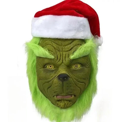 2024 New Christmas Costume Cosplay Clothes Dress Up Santa Claus Weird Green Haired Monster Grinch Party Performance Costume