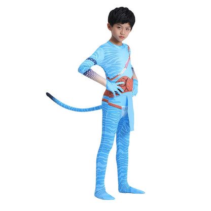 Avatar Cosplay Costume Kids Boys Girl Bobysuit Jumpsuit Alien The Way of Water Tight Disguise Halloween Party Suit