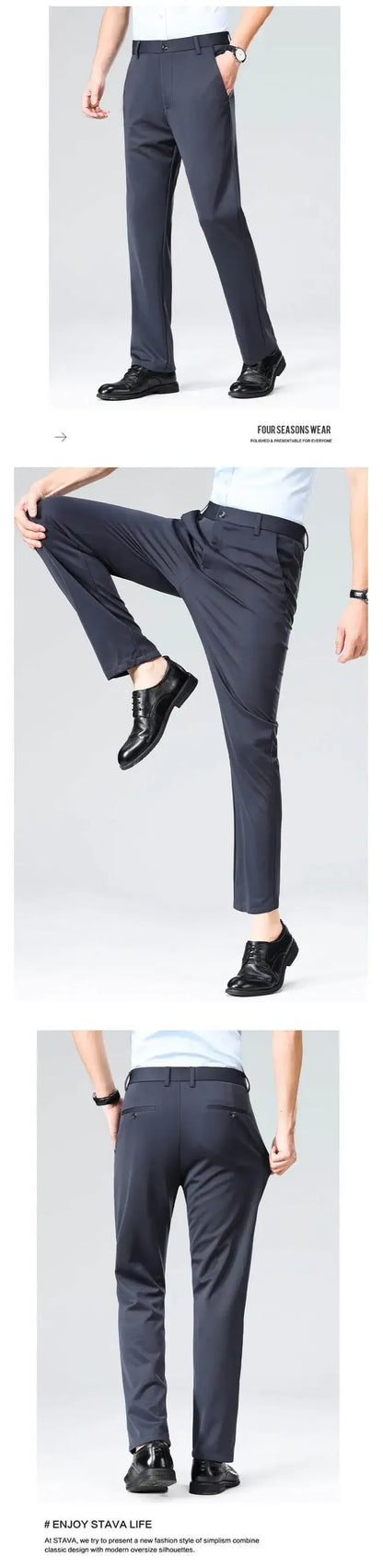New casual suit pants pants, men's business casual suit pants, loose straight summer thin section elastic suit pants