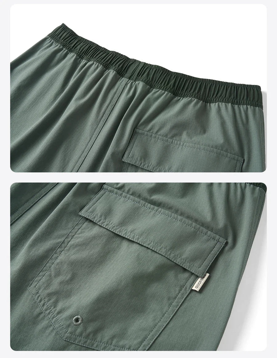 2025 Summer New 145gsm Elastic Fabric Beach Shorts Men Contrast Color Drawstring Athletic Shorts