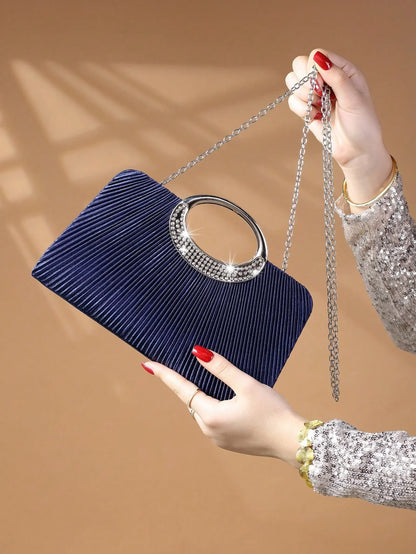 Women's Sparkling Glitter Crystal Evening Bag, Handbag And Crossbody Bag With Simple And Elegant Design, Suitable For Wedding