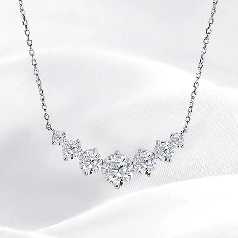1.7-5CTTW All Moissanite Necklace for Women Smile Princesses Sparkling Diamond Pendant S925 Sterling Silver Plated PT950
