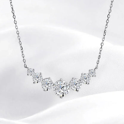 1.7-5CTTW All Moissanite Necklace for Women Smile Princesses Sparkling Diamond Pendant S925 Sterling Silver Plated PT950