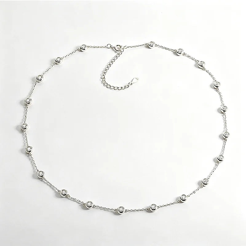 18k Plated Marquise Cut Moissanite Tennis Necklace for Women Choker Lab Diamond D Color Chain 925 Sterling Silver Jewelry