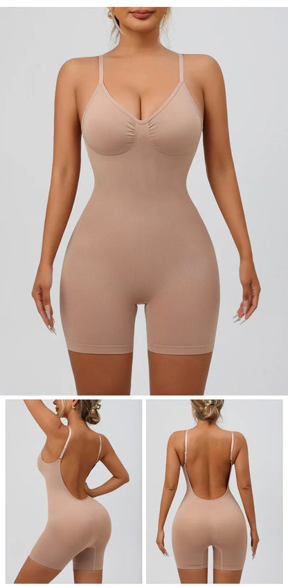 Women's Low Back Seamless Bodysuit Tummy Control Hip Lifter Full Body Shaper Backless Shapewear Jumpsuit Slim Corset