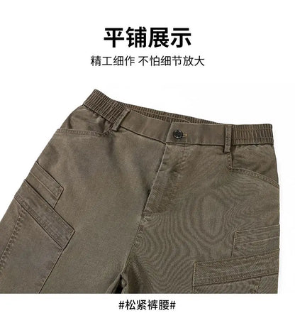 Men's Loose Straight Casual Work Pants 2025 Trendy Multi-Pocket Autumn Winter Workwear YM6106