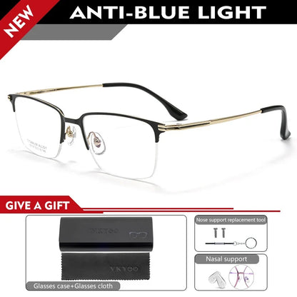 Pure Titanium Half Frame Business Eyeglasses Frames Anti-blue Light Reading Glasses Men's Customized Prescription X15119B