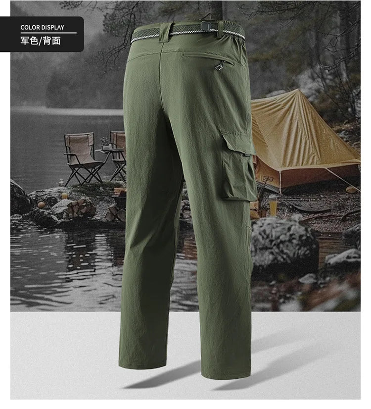 Big Size 8XL Men's Cargo Pant Straight Leg Fishing Trouser Male Multi Pocket Ice Silk Lightweight Thin Breathable Quick Dry Plus