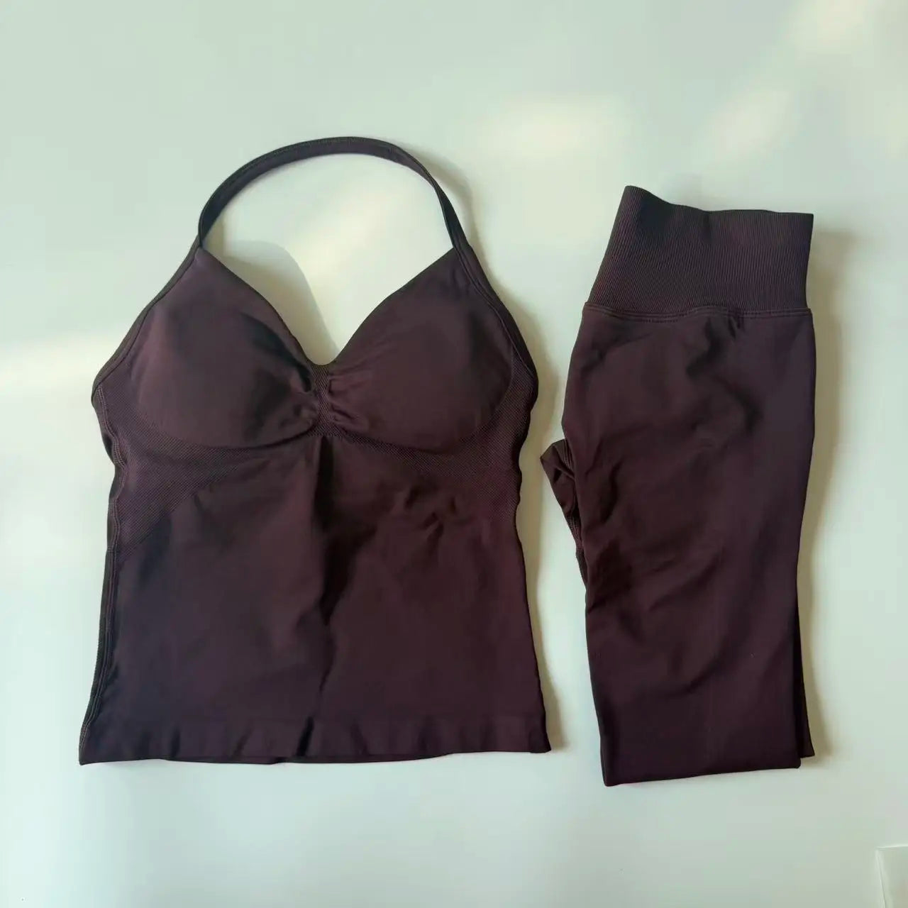 2 Pieces Set Leggings Set Women Backless Tank Tops High Waist Scrunch Gym Suit Fitness Clothes Outfit Workout Yoga Set