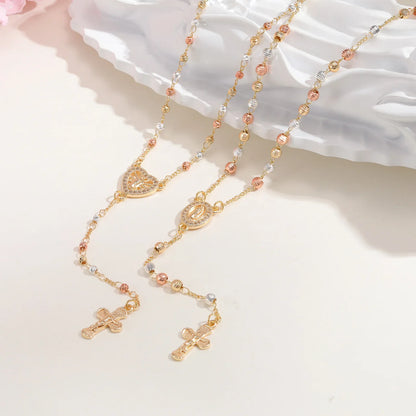 Virgin Mary/st Benedict Rosary Beads Necklace for Women, Our Lady Of Guadalupe Jesus Cross Y Necklace Christian Jewelry