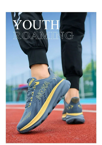 Men's Running Shoes Jogging Breathable Mesh Cushioning Non-Slip Outdoor Luxury shoes Couple Trainer Race Sneakers Off-road Shoes