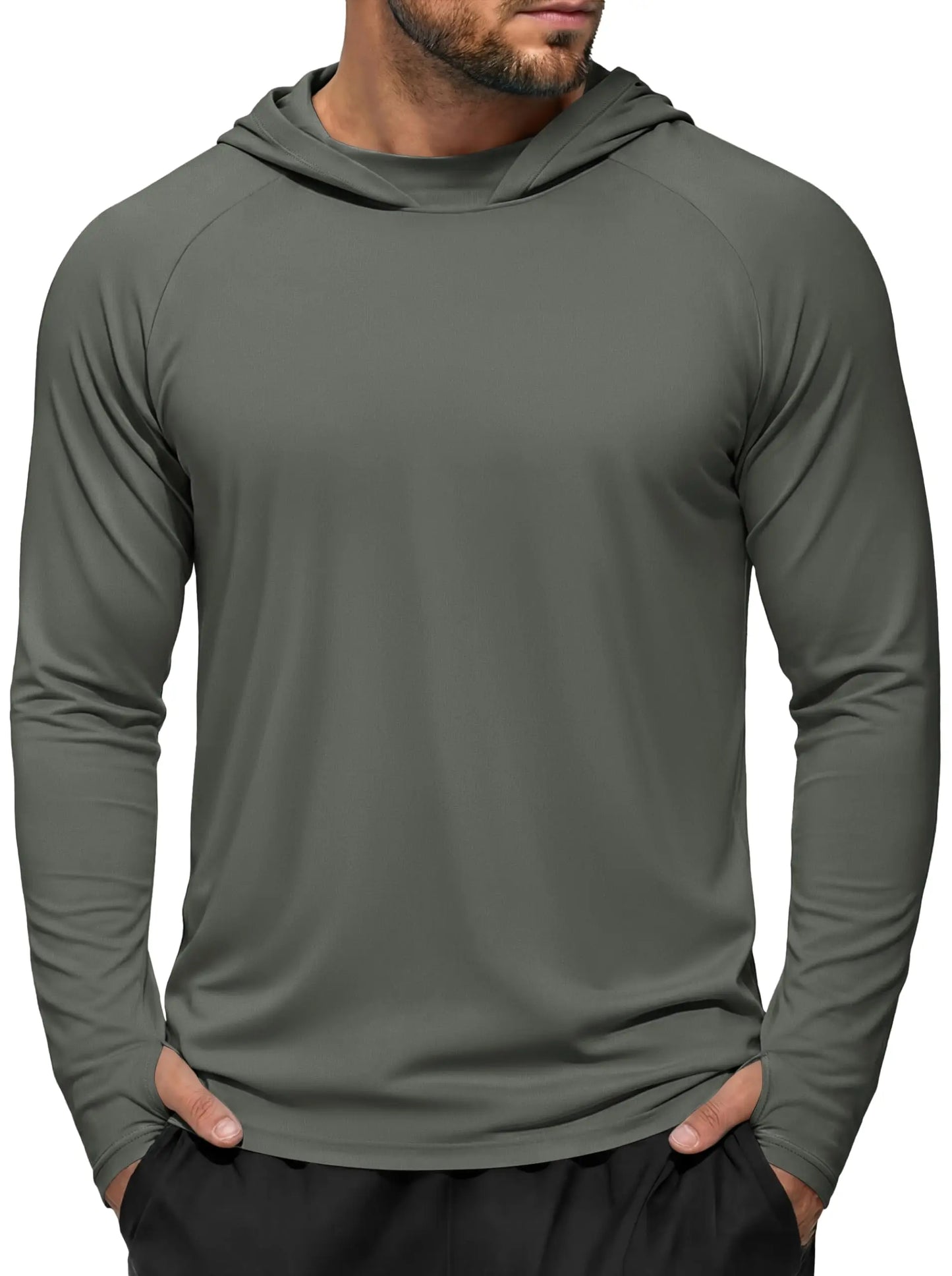 Men's UPF 50+ Hoodie Fishing Shirts Long Sleeve High Collar Mesh UV Sun Protection Rash Guard Swim Beach Running Hiking