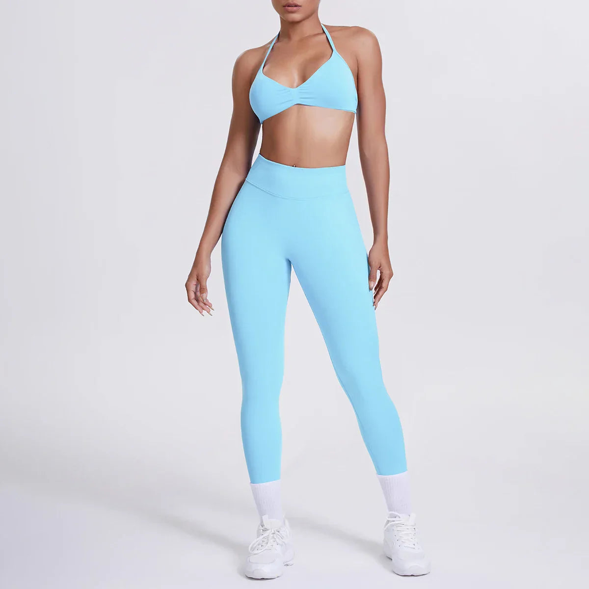 Women 2pcs Patchwork Sport Yoga Suit Training Sleeveless Sport Gym Tops Tummy Control Slimming Booty Leggings Yoga Suit Sports