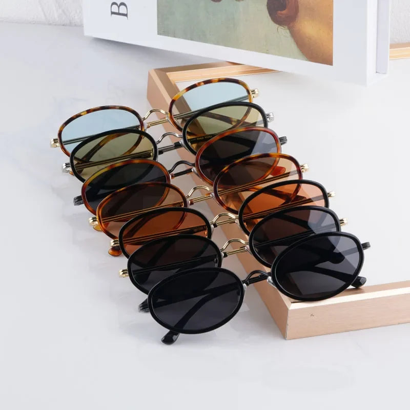 Reign Oval Desgier Women's Sunglasses Alloy Acetate Small Face Fashion Street UV400 High Quality Ultralight Eyeglasses with Case