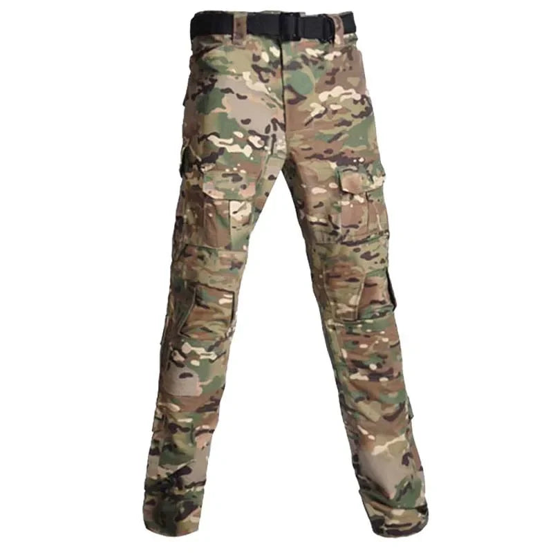 Tactical Military Camo Pants Men Multi Pockets Cargo Trousers with Protective Knee Pads for Hunting Airsoft Wargame